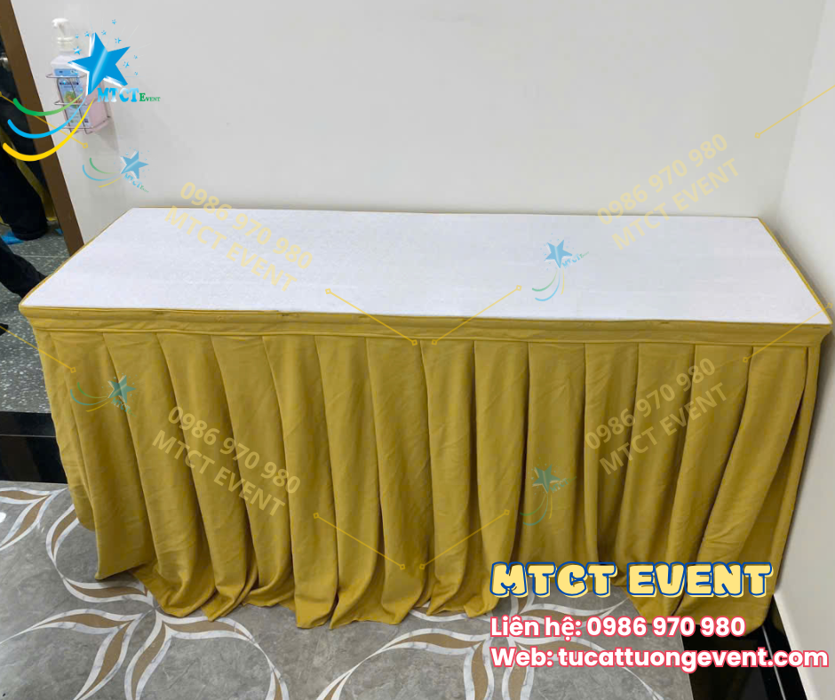 Bàn Chữ Nhật Trắng Quây Vàng Đồng