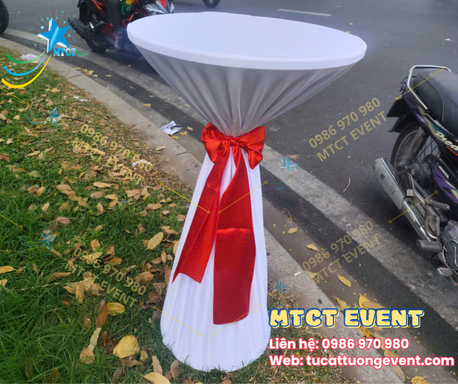Bàn Bar Trắng Nơ Đỏ